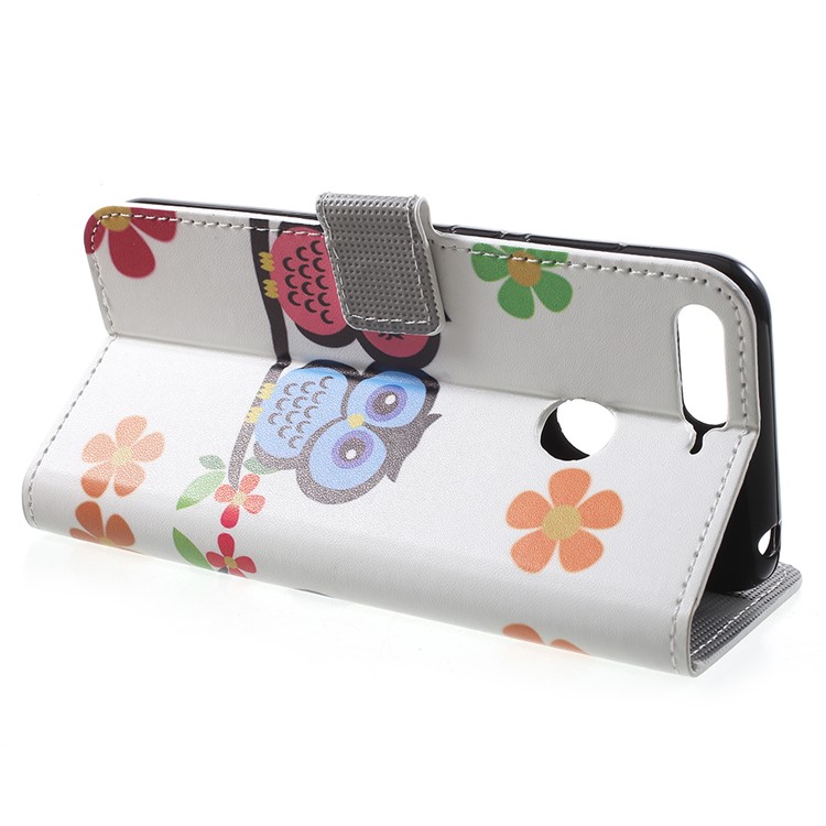 Patterned PU Leather Wallet Stand Magnetic Case for Huawei Enjoy 8E / Honor 7A Pro / Honor 7A (with Fingerprint Sensor) - Owl Lovers-4