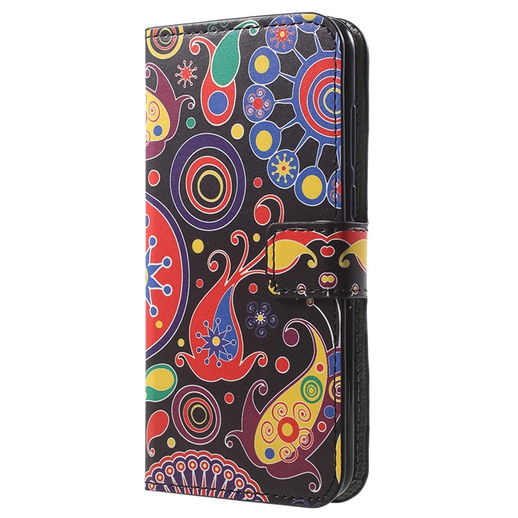 For Huawei Enjoy 8E / Honor 7A Pro / Honor 7A (with Fingerprint Sensor) Patterned Leather Magnetic Wallet Stand Phone Shell - Paisley Flower-2