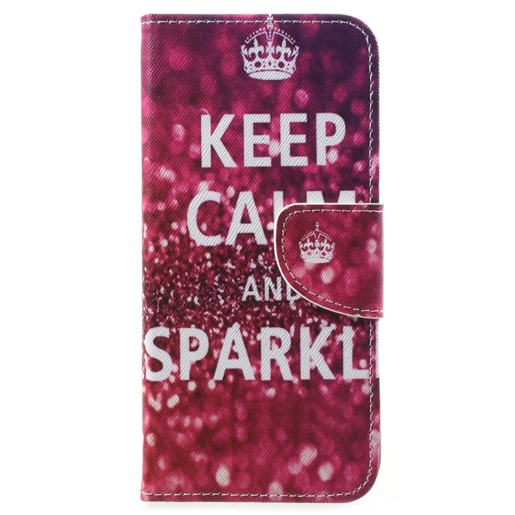 Pattern Printing Wallet Leather Phone Case for Huawei Honor 7A (with Fingerprint Sensor)/Honor 7A Pro/Enjoy 8e - Keep Calm and Sparkle-1