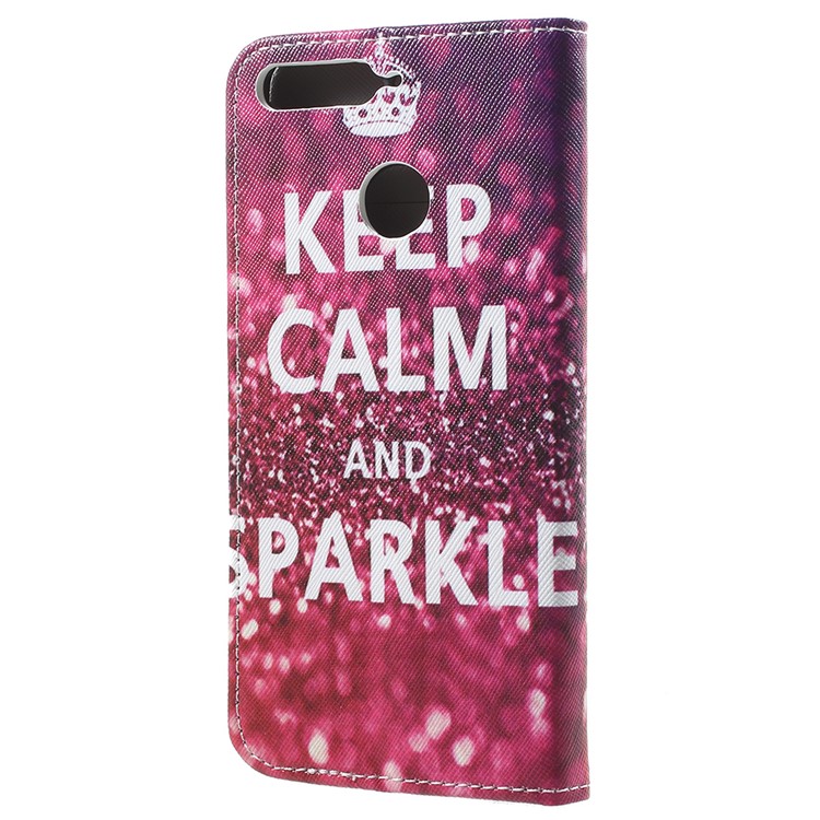 Pattern Printing Wallet Leather Phone Case for Huawei Honor 7A (with Fingerprint Sensor)/Honor 7A Pro/Enjoy 8e - Keep Calm and Sparkle-3