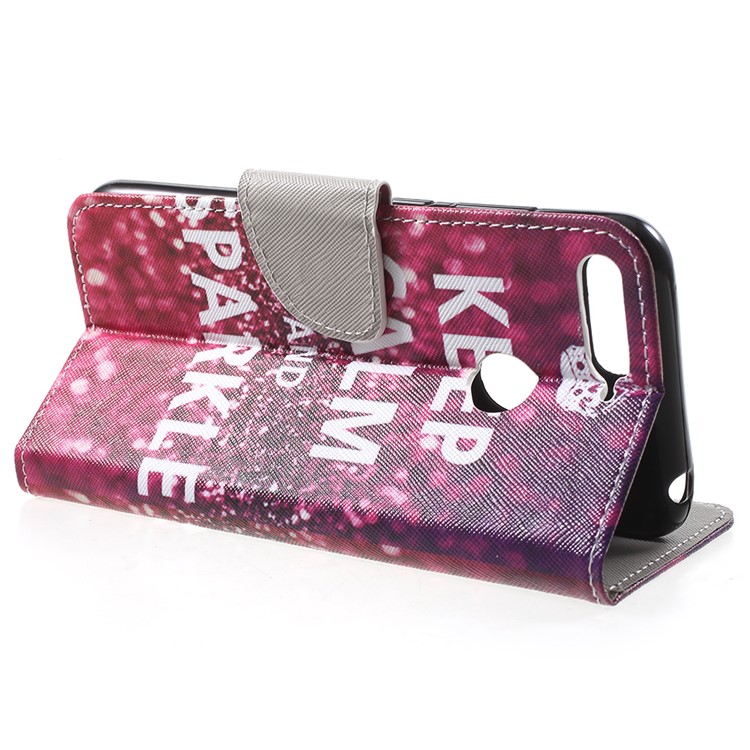 Pattern Printing Wallet Leather Phone Case for Huawei Honor 7A (with Fingerprint Sensor)/Honor 7A Pro/Enjoy 8e - Keep Calm and Sparkle-4