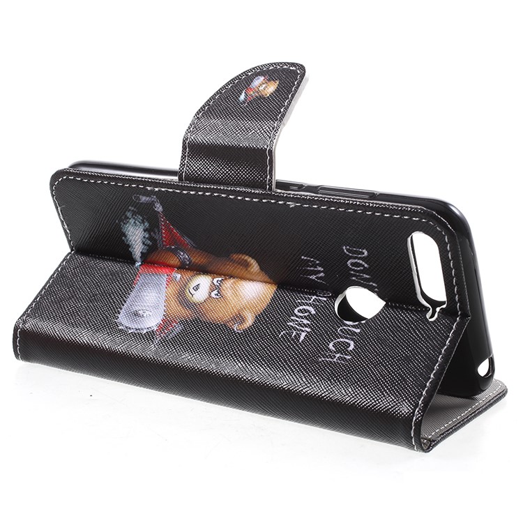 Pattern Printing Wallet Leather Casing for Huawei Honor 7A (with Fingerprint Sensor)/Honor 7A Pro/Enjoy 8e - Do Not Touch My Phone-4