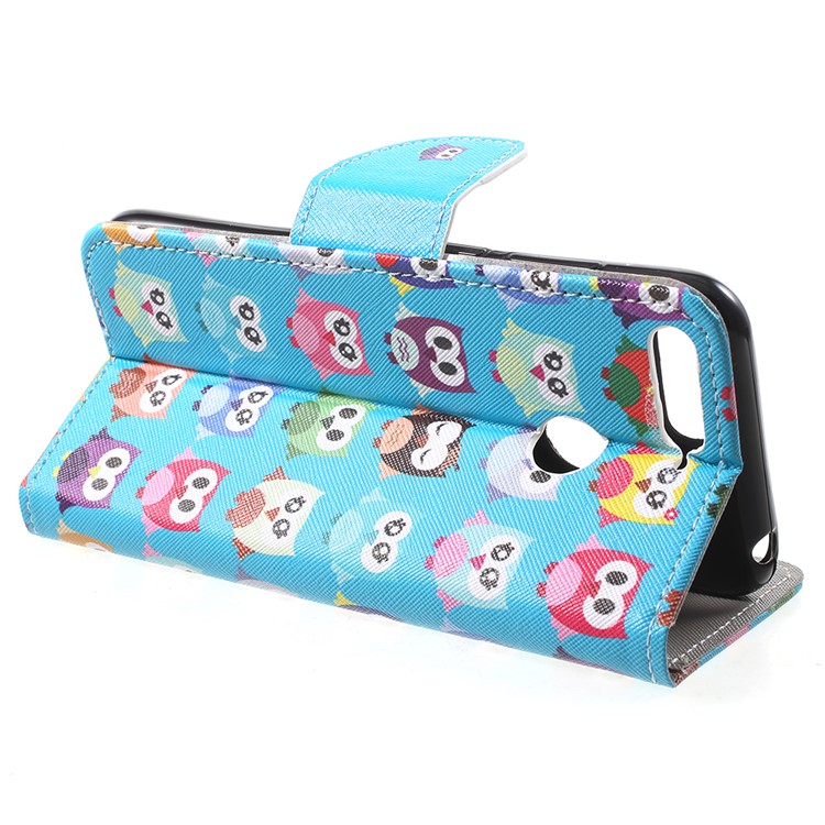Pattern Printing Wallet Leather Folio Case for Huawei Honor 7A (with Fingerprint Sensor)/Honor 7A Pro/Enjoy 8e - Cute Owls-4