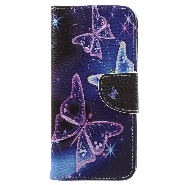 Pattern Printing Wallet LeatherCover Shell for Huawei Honor 7A (with Fingerprint Sensor)/Honor 7A Pro/Enjoy 8e - Crystal Butterfly-1