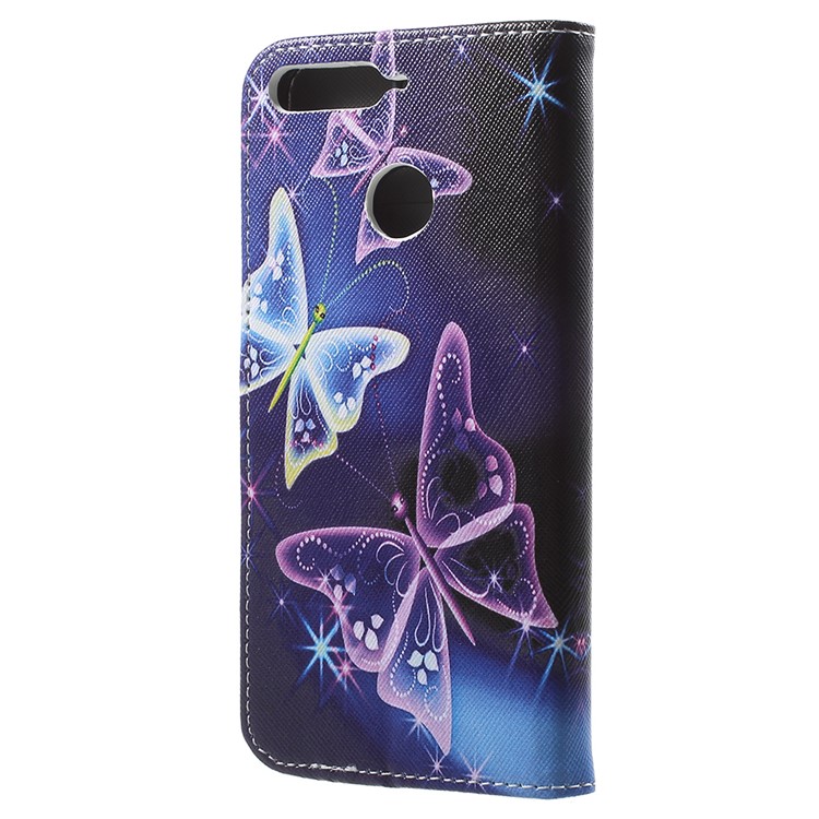 Pattern Printing Wallet LeatherCover Shell for Huawei Honor 7A (with Fingerprint Sensor)/Honor 7A Pro/Enjoy 8e - Crystal Butterfly-3