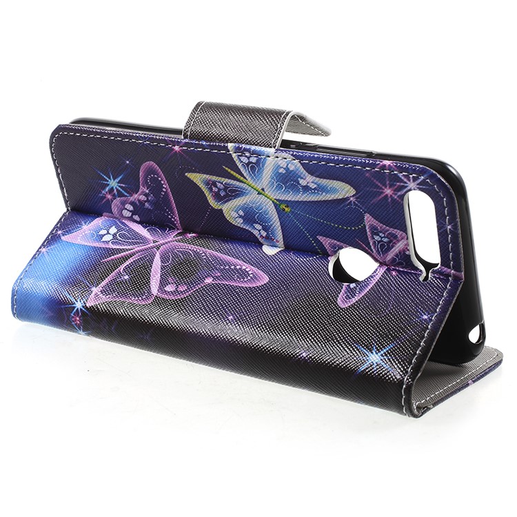 Pattern Printing Wallet LeatherCover Shell for Huawei Honor 7A (with Fingerprint Sensor)/Honor 7A Pro/Enjoy 8e - Crystal Butterfly-4