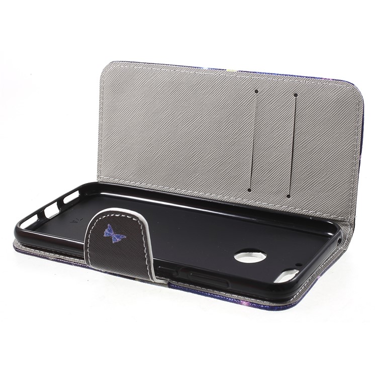 Pattern Printing Wallet LeatherCover Shell for Huawei Honor 7A (with Fingerprint Sensor)/Honor 7A Pro/Enjoy 8e - Crystal Butterfly-5