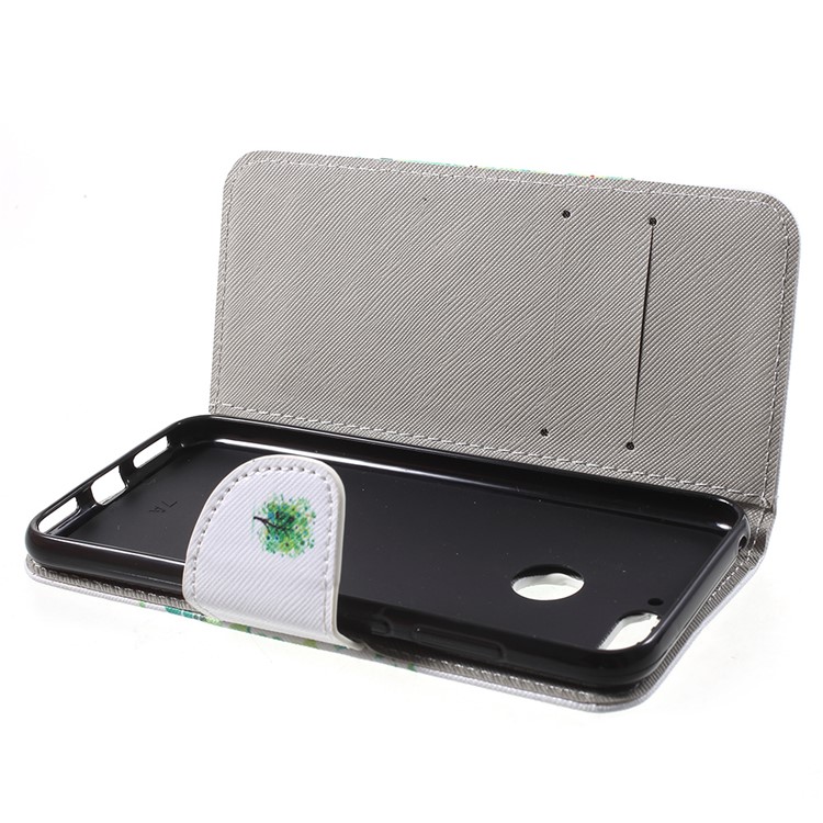 Pattern Printing Wallet Leather Folio Accessory Case for Huawei Honor 7A (with Fingerprint Sensor)/Honor 7A Pro/Enjoy 8e - Green Flower Tree-5