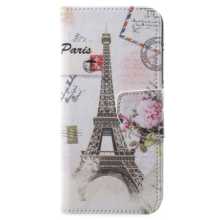 Patterned Wallet Leather Cellphone Flip Case for Huawei Honor 7A (with Fingerprint Sensor)/Honor 7A Pro/Enjoy 8e - Eiffel Tower-1