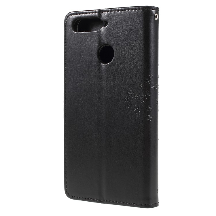 Imprint Tree Owl Leather Wallet Case for Huawei Honor 7A (with Fingerprint Sensor)/Honor 7A Pro/Enjoy 8e - Black-2