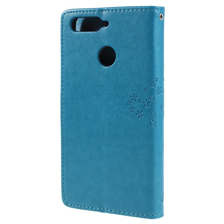 Imprint Tree Owl Leather Wallet Case for Huawei Honor 7A (with Fingerprint Sensor)/Honor 7A Pro/Enjoy 8e - Blue-3