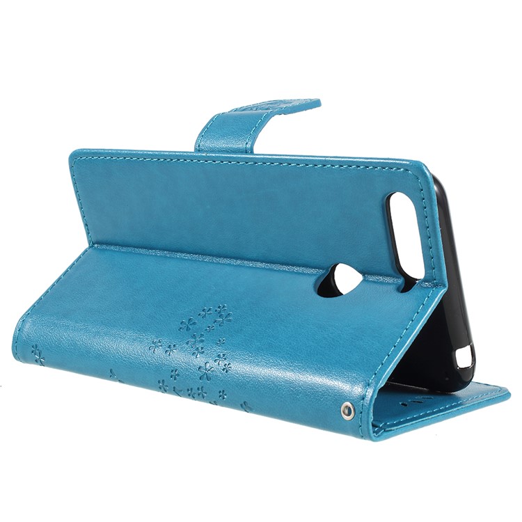 Imprint Tree Owl Leather Wallet Case for Huawei Honor 7A (with Fingerprint Sensor)/Honor 7A Pro/Enjoy 8e - Blue-5