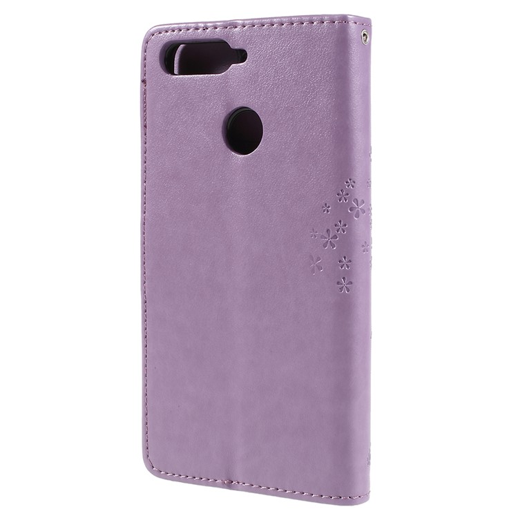 Empreinte Tree Chowl le Cuir Portefeuille Magnitique Basage Pour Huawei Honor 7A (avec Capteur D'empreintes Digitales) / Honor 7A Pro / Profitez de 8e - Violet Clair