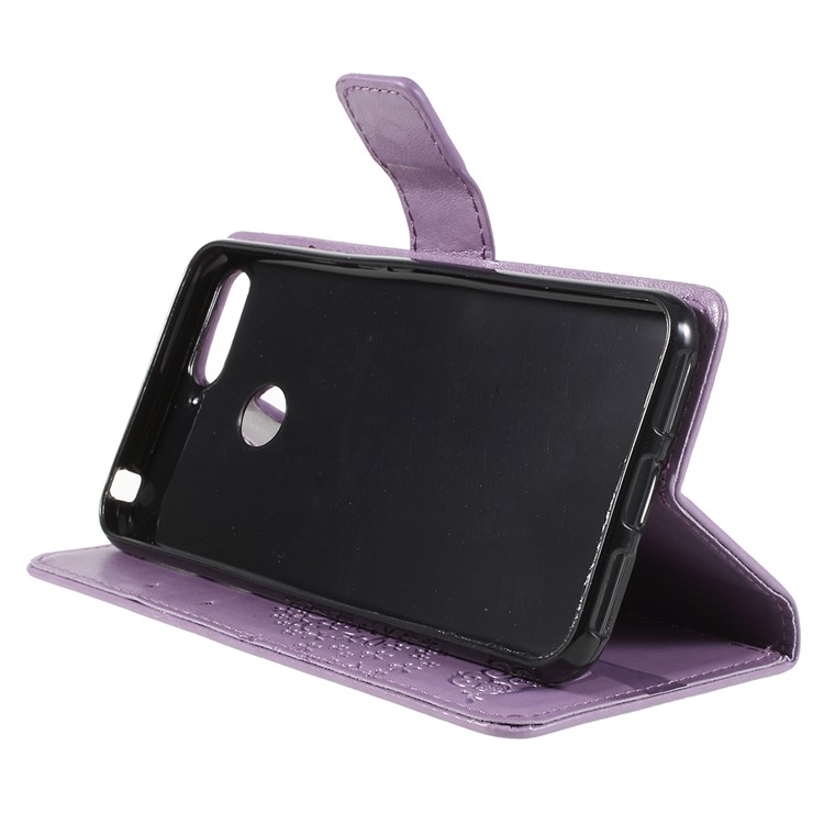 Empreinte Tree Chowl le Cuir Portefeuille Magnitique Basage Pour Huawei Honor 7A (avec Capteur D'empreintes Digitales) / Honor 7A Pro / Profitez de 8e - Violet Clair