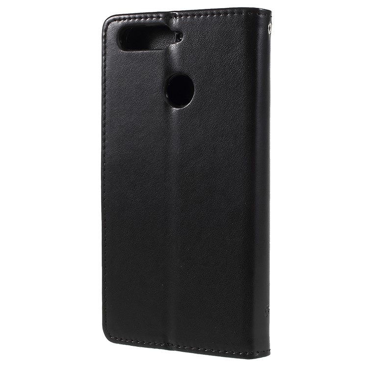 Imprint Butterfly Flowers Leather Wallet Case for Huawei Honor 7A (with Fingerprint Sensor)/Honor 7A Pro/Enjoy 8e - Black-2