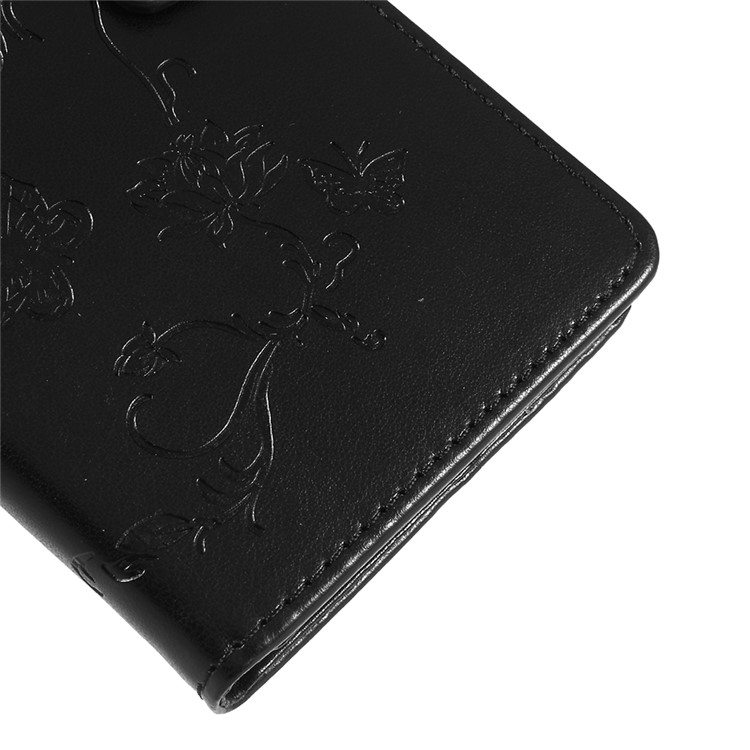 Imprint Butterfly Flowers Leather Wallet Case for Huawei Honor 7A (with Fingerprint Sensor)/Honor 7A Pro/Enjoy 8e - Black-4