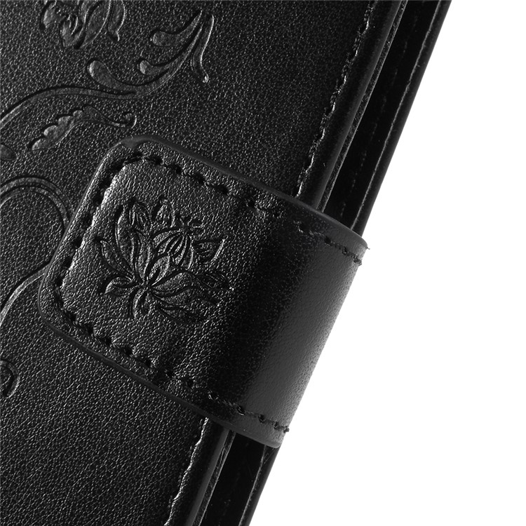 Imprint Butterfly Flowers Leather Wallet Case for Huawei Honor 7A (with Fingerprint Sensor)/Honor 7A Pro/Enjoy 8e - Black-6
