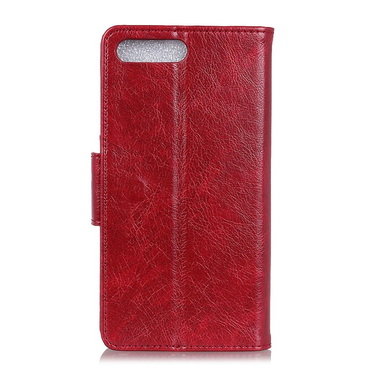 Textured Split Leather Wallet Flip Stand Phone Cover for Huawei Y6 (2018) / Honor 7A (without Fingerprint Sensor) - Red-3