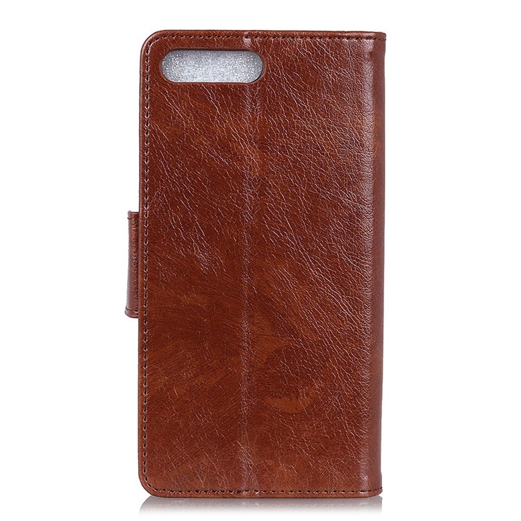 Textured Split Leather Wallet Cell Phone Case for Huawei Y6 (2018) / Honor 7A (without Fingerprint Sensor) - Brown-4