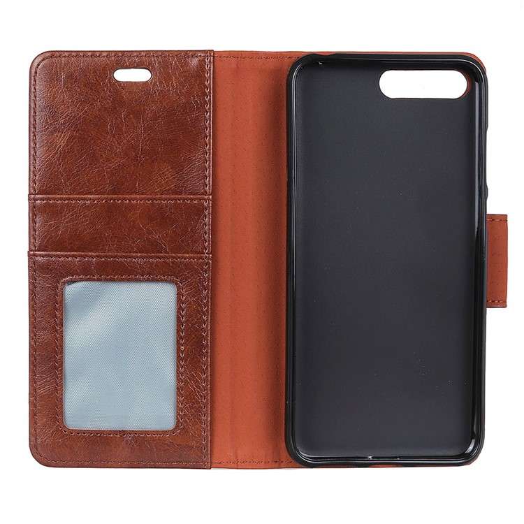 Textured Split Leather Wallet Cell Phone Case for Huawei Y6 (2018) / Honor 7A (without Fingerprint Sensor) - Brown-5