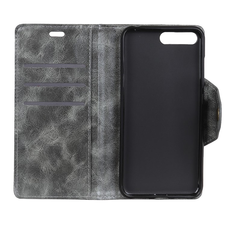 Wallet Leather Protection Cell Phone Case with Stand for Huawei Y6 (2018) / Honor 7A (without Fingerprint Sensor) - Grey-7
