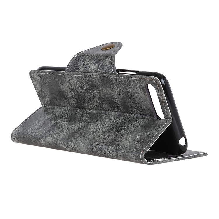 Wallet Leather Protection Cell Phone Case with Stand for Huawei Y6 (2018) / Honor 7A (without Fingerprint Sensor) - Grey-9