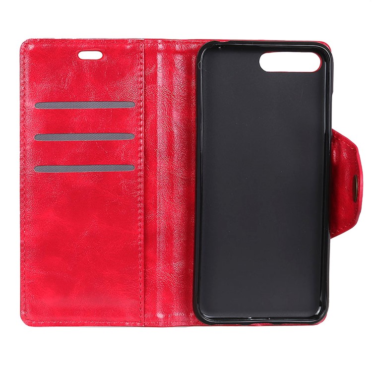 Stand Leather Protection Wallet Mobile Phone Shell for Huawei Y6 (2018) / Honor 7A (without Fingerprint Sensor) - Red-7