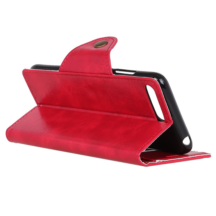 Stand Leather Protection Wallet Mobile Phone Shell for Huawei Y6 (2018) / Honor 7A (without Fingerprint Sensor) - Red-9