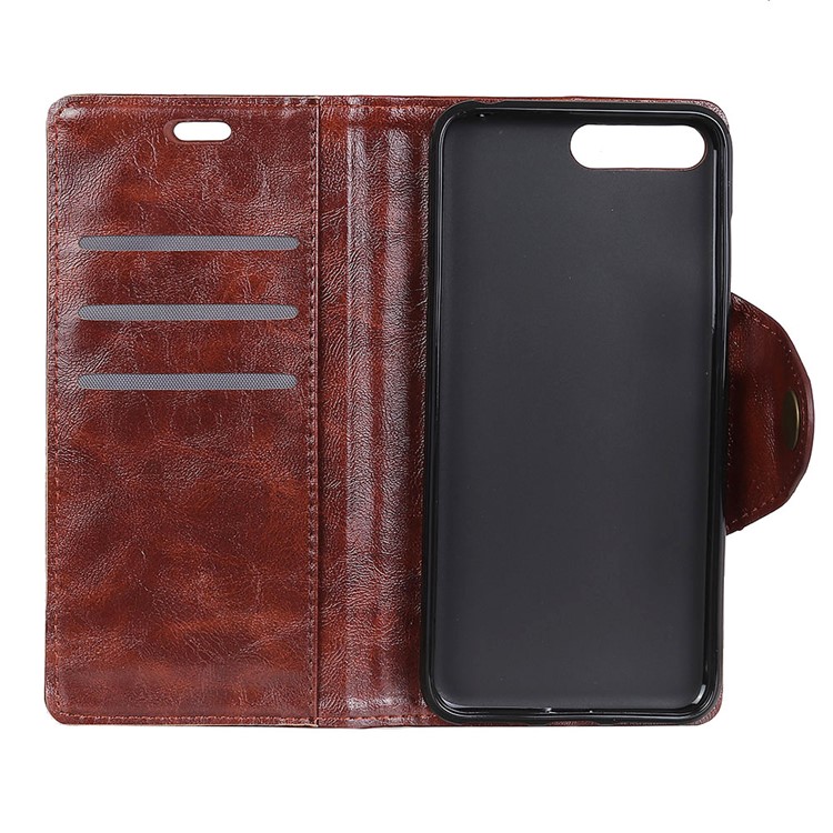 Stand Wallet Leather Cell Phone Case Accessory for Huawei Y6 (2018) / Honor 7A (without Fingerprint Sensor) - Coffee-7