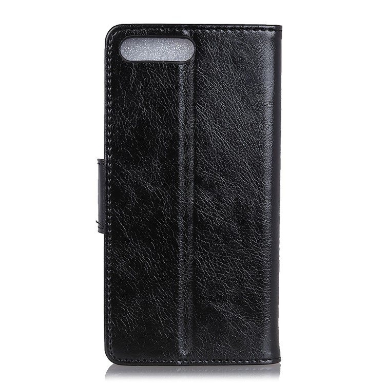 Textured Split Leather Folio Flip Wallet Stand Cell Phone Case for Huawei Honor 10 - Black-4