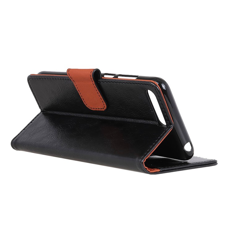 Textured Split Leather Folio Flip Wallet Stand Cell Phone Case for Huawei Honor 10 - Black-6
