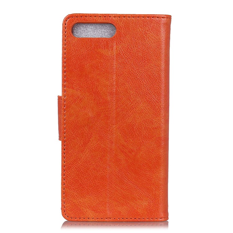 Textured Split Leather Stand Wallet Phone Shell for Huawei Honor 10 - Orange-4