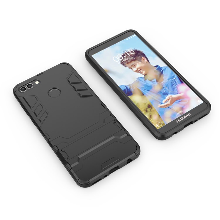 Plastic + TPU Hybrid Case with Kickstand for Huawei Y9 (2018) / Enjoy 8 Plus - Black-5