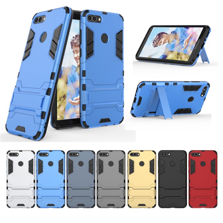 Plastic + TPU Hybrid Case with Kickstand for Huawei Y9 (2018) / Enjoy 8 Plus - Black-9