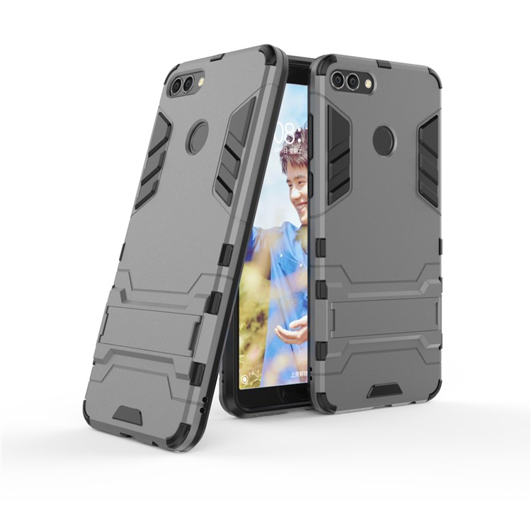 Plastic + TPU Hybrid Phone Case with Kickstand for Huawei Y9 (2018) / Enjoy 8 Plus - Grey-2