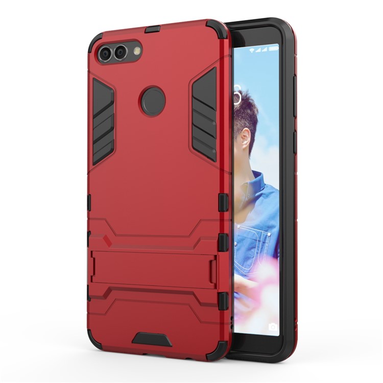 Plastic + TPU Combo Case with Kickstand for Huawei Y9 (2018) / Enjoy 8 Plus - Red-1