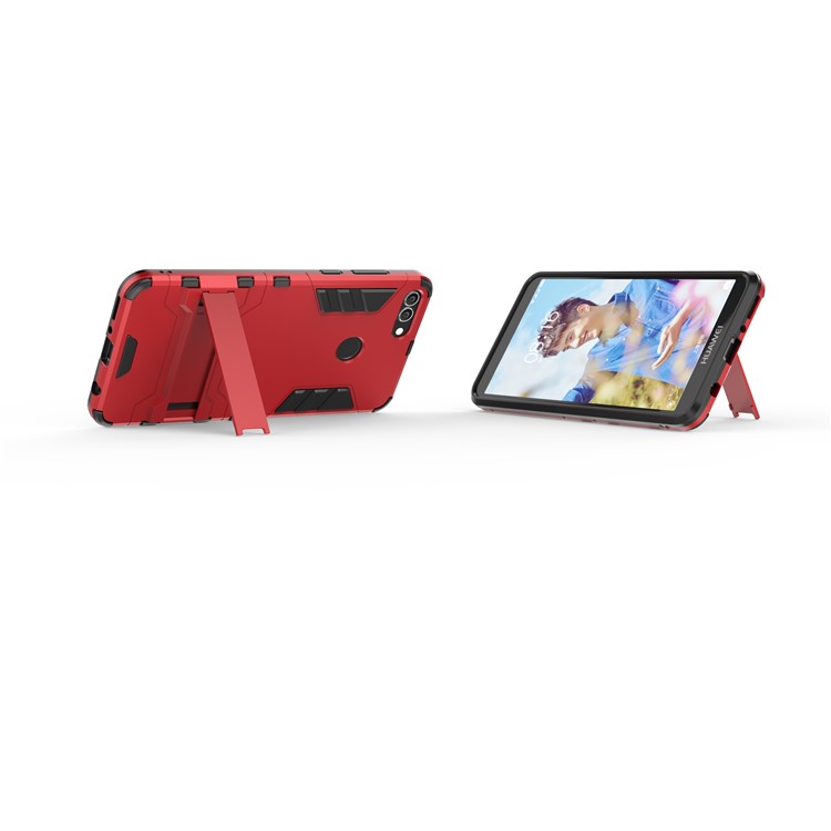 Plastic + TPU Combo Case with Kickstand for Huawei Y9 (2018) / Enjoy 8 Plus - Red-3