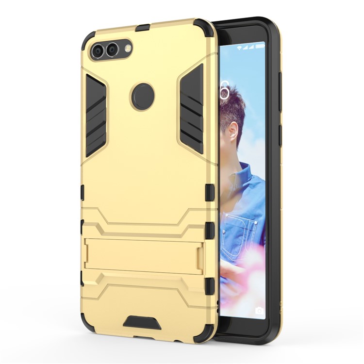Plastic + TPU Hybrid Cover Shell Case with Kickstand for Huawei Y9 (2018) / Enjoy 8 Plus - Gold-1