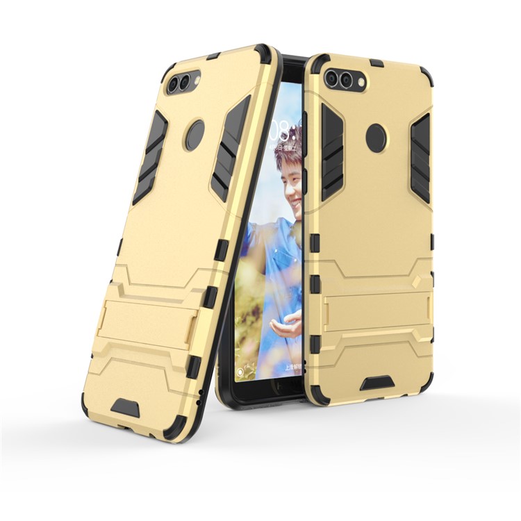 Plastic + TPU Hybrid Cover Shell Case with Kickstand for Huawei Y9 (2018) / Enjoy 8 Plus - Gold-2