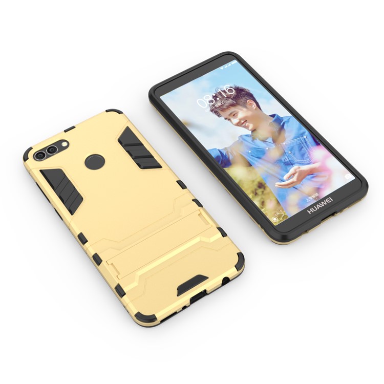 Plastic + TPU Hybrid Cover Shell Case with Kickstand for Huawei Y9 (2018) / Enjoy 8 Plus - Gold-3