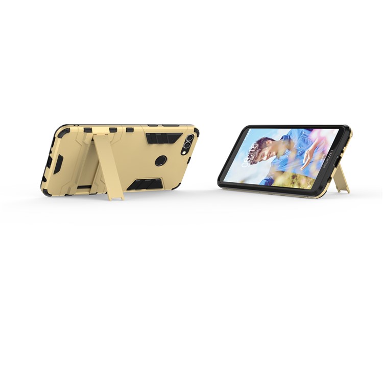 Plastic + TPU Hybrid Cover Shell Case with Kickstand for Huawei Y9 (2018) / Enjoy 8 Plus - Gold-5