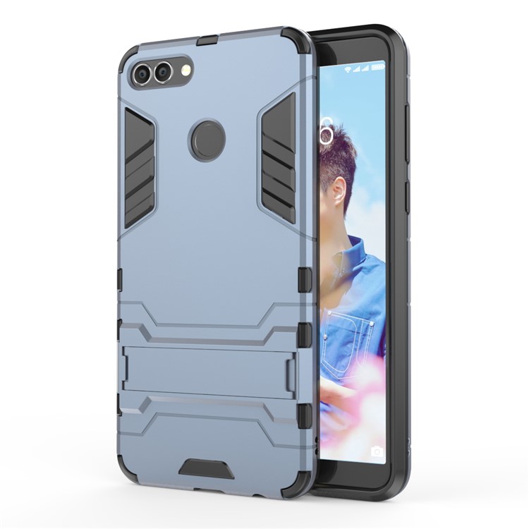 Plastic + TPU Hybrid Cover Shell with Kickstand for Huawei Y9 (2018) / Enjoy 8 Plus - Dark Blue-1