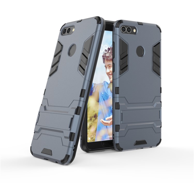 Plastic + TPU Hybrid Cover Shell with Kickstand for Huawei Y9 (2018) / Enjoy 8 Plus - Dark Blue-2