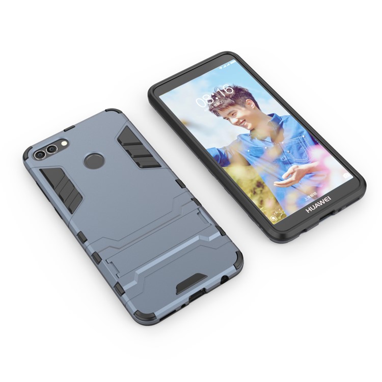 Plastic + TPU Hybrid Cover Shell with Kickstand for Huawei Y9 (2018) / Enjoy 8 Plus - Dark Blue-3
