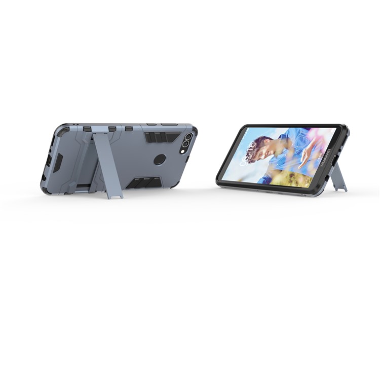Plastic + TPU Hybrid Cover Shell with Kickstand for Huawei Y9 (2018) / Enjoy 8 Plus - Dark Blue-5