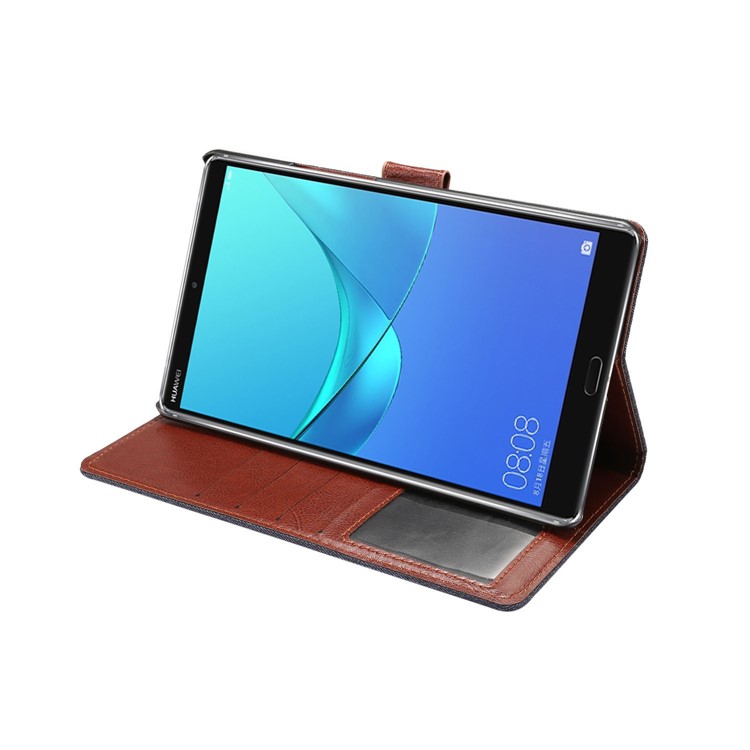 Jeans Tuch Leder Geldbörse Smart Cover Für Huawei Mediapad M5 8 (8.4-Zoll) - Schwarz Blau-6