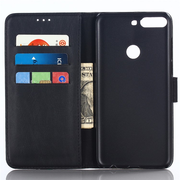 Crazy Horse Texture Retro Style Leather Wallet Case for Huawei Honor 7C/Enjoy 8/Y7 Prime (2018) - Black-4