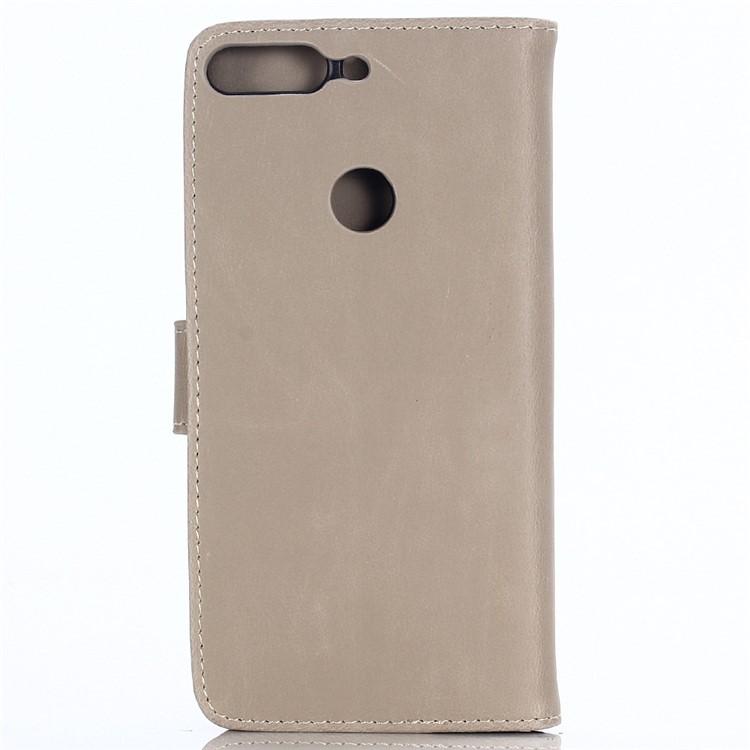 Crazy Horse Texture Retro Style Leather Wallet Cover for Huawei Honor 7C/Enjoy 8/Y7 Prime (2018) - Grey-2