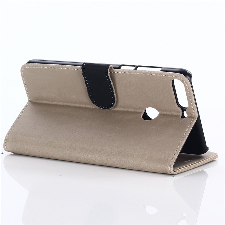 Crazy Horse Texture Retro Style Leather Wallet Cover for Huawei Honor 7C/Enjoy 8/Y7 Prime (2018) - Grey-4