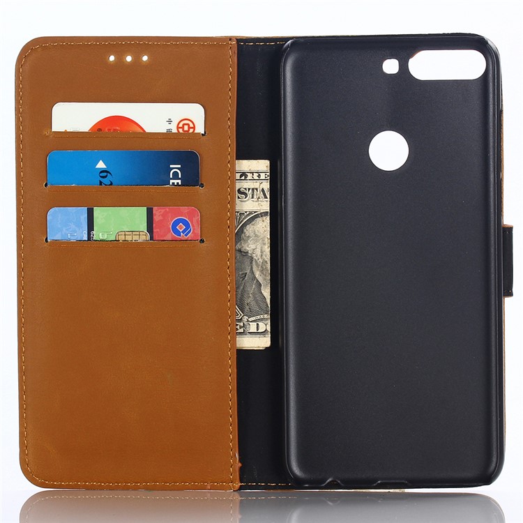 Crazy Horse Texture Retro Style Leather Phone Case for Huawei Honor 7C/Enjoy 8/Y7 Prime (2018) - Brown-3